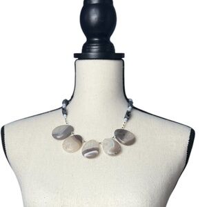 Natural Agate Slab 16.5" Long Necklace Large Agate Pear Shape  Beads Pre-owned